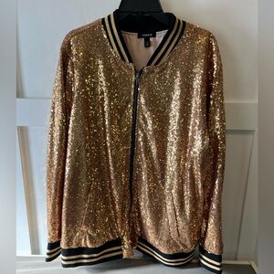 EUC Torrid gold sequin track jacket size 3!